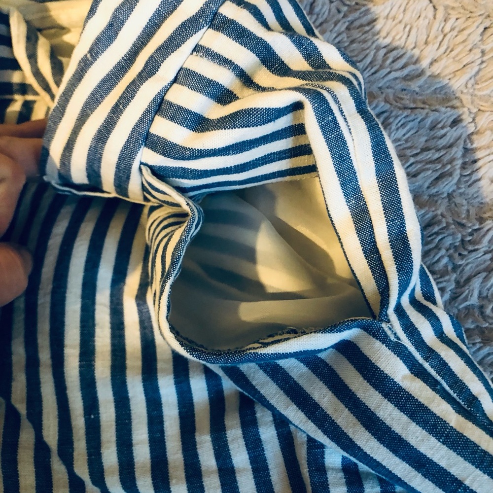 Express Navy and White Striped Button-Up - Picture 5 of 8